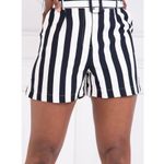 OVI NWT Women's Black & White Striped Print Chino Shorts Size Large Photo 2