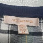 Skies Are Blue  Bohemian Navy Blue Plaid Women's Pullover Sweater Size Medium Photo 1