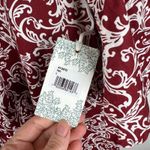 NWT‎ Hyacinth House Tuckernuck Maroon Vines Vera Shirt Dress Large Ruffle Hem Red Photo 7