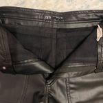 ZARA  Black Leather Straight Leg Pants  Photo 2