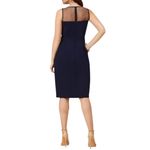 Adrianna Papell Draped Crepe Illusion Dress size 4 in Midnight Navy Sleeveless Photo 1