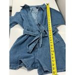 VICI NEW  Denim Chambray Puff Sleeve Belted Romper Extra Small Photo 6