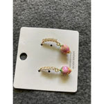 Pink Strawberry Pearl Drop Earrings Kawaii Arc Hook‎ Design Cute Gift NEW Photo 5