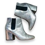 MIA  Zelma Chelsea Ankle Boot Silver Metallic Block Heel Bootie Size 7 Photo 1