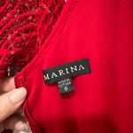 Marina red beaded sequined cocktail party Prom maxi dress Size 8 Photo 8
