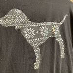 PINK - Victoria's Secret PINK Ringer Black White Holographic Holiday Dog T-Shirt, Small Photo 5