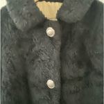 Fingerhut Mod Coat Black Faux Fur Sherpa Jacket Silver Buttons Women L XL 16 70s Photo 4