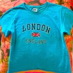 Russell Athletic london england uk flag y2k print bright blue short sleeve baby tshirt  Photo 2