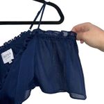 MISA Los Angeles Tayla Navy Ruffle Off The Shoulder Midi Wrap Dress Photo 5