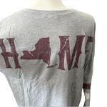 About A Girl Gray NY Home Graphic Long Sleeve Top with Striped Sleeves Photo 2