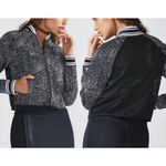 Fabletics  Tia Bomber Jacket Athletic Activewear‎ Black White Striped Size Medium Photo 1