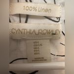 Cynthia Rowley  Floral Print Roll Tab Sleeve 100% Linen Blouse Photo 4