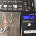 Silver 18ktgp Necklace Double Dolphin Pendant Blue Crystal Rhinestone 18" 5.89g Photo 5