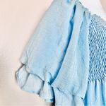 &merci &Merci Light Blue Smocked Puff Sleeve Tiered Dress. Photo 2