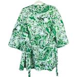 ZARA Linen Blend Green Paisley Print Tie Front Kimono Size Large Beach Resort Photo 1