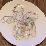 Long triple strand silver toned necklace Blue Photo 1