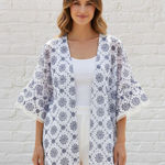 Valentina Naldi Blue White Cotton Kimono Wrap OS Size undefined Photo 0