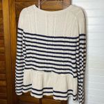 Talbots Cable Knit Striped Cream Black Peplum Sweater Photo 2