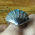 Natural Blue Apatite Sterling Silver Seashell Cocktail Ring Size 6 Photo 1