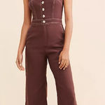 Anthropologie Maeve The Colette Portside Button-Front Jumpsuit Brown Size 6 Photo 0