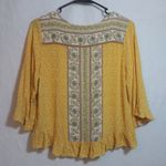 Rose & Thyme  Yellow Floral Boho Peasant 3/4 Sleeve Women's Top Size M Photo 5
