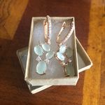 Exquisite light sage green cubic zirconia rose gold dangle earrings NIB Photo 9