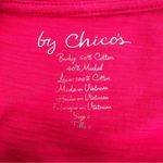 Tee Pink (Chicos 0) Size S Eyelet Short Sleeve Round Neck Cotton Modal Photo 3