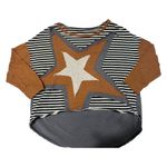 Oversized Star Patch High Low Quilted Patchwork sweater Multiple Photo 0