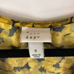 A New Day Yellow Black Floral Long Sleeve Faux Wrap Top Blouse S Photo 2