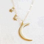 Moon & Stars Charm Gold Silver Necklace Dainty Photo 1