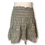 Anthropologie  current air metallic lurex silver mini skirt smocked sz XS Photo 3