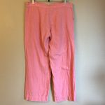 Johnny Was Size MEDIUM Coral Pink Linen Wide Leg Button-Front Pants Photo 7