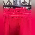 Moon River red high rise elastic ruffle waist front overlay pull on pants Photo 6