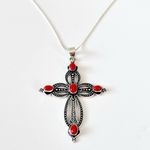 925 Sterling Silver Italian Coral Necklace Handmade Gemstone Womens Jewelry Red Photo 4