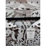 Chicos Size 1 Animal Print Lightning Notch Front Top 3/4 Sleeve White Photo 2