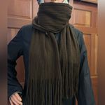 Echo Brown Ribbed Knit Fringe Scarf Photo 1