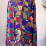 Allison Taylor Vintage ‘90s Stained Glass Button Down Silk Blouse Photo 0