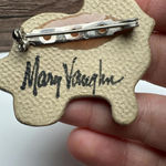 Blue Bunny Rabbit Artisan Mary Vaughn Ceramic Hand Made Brooch Pin Photo 6