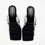 Good American NIB Black Strappy Faux Leather Mule Sandal 7 Photo 2