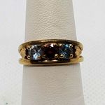 Sterling Silver Gold Plated, Spinel & Aquamarine Ring Blue Photo 0