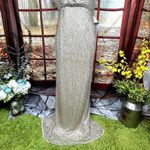 Mac Duggal  Beaded Butterfly Sleeve Column Gown - Nude Silver - size 8 Photo 5