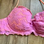 Victoria's Secret Victoria’s Secret Pink/Coral Lace Overlay Bikini Top | Halter | EUC | 34B Photo 1