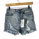 NWT Dogma Denim Jean Shorts Womens M Light Wash Distressed Fringe Daisy Dukes Blue Size M Photo 0