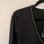 NBD NWT  Black Beaded V-neck Bodysuit Long Sleeve Stretchy Glam Women size Medium Photo 4