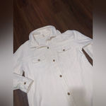 Pilcro Anthropologie  Corduroy Relaxed Jacket Shacket ribbed cream S casual $140 Photo 3