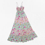 Raga Pink Mint Floral Tiered Maxi Dress Boho Festival Smocked Back Size XS NWT Photo 12