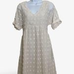 Kirundo White Swiss Dot Chiffon Babydoll Short Sleeve Dress Photo 1