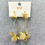 Gold Orchid‎ Drop Earrings Long Statement Floral Jewelry Lightweight Elegant new Photo 5