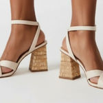 Steve Madden  Renley Raffia Block Heel Ankle Strap Sandals Bone Size 11 Prom 3.5" Photo 0