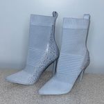 Steve Madden Maxwelle Rhinestone-Trim Sock Bootie in Baby Blue Size 9 Photo 3